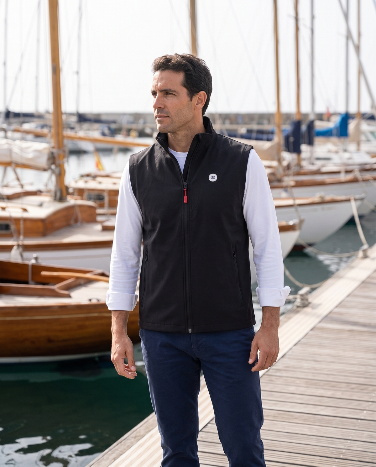 Sogilet Stretch Vest, Black, on model
