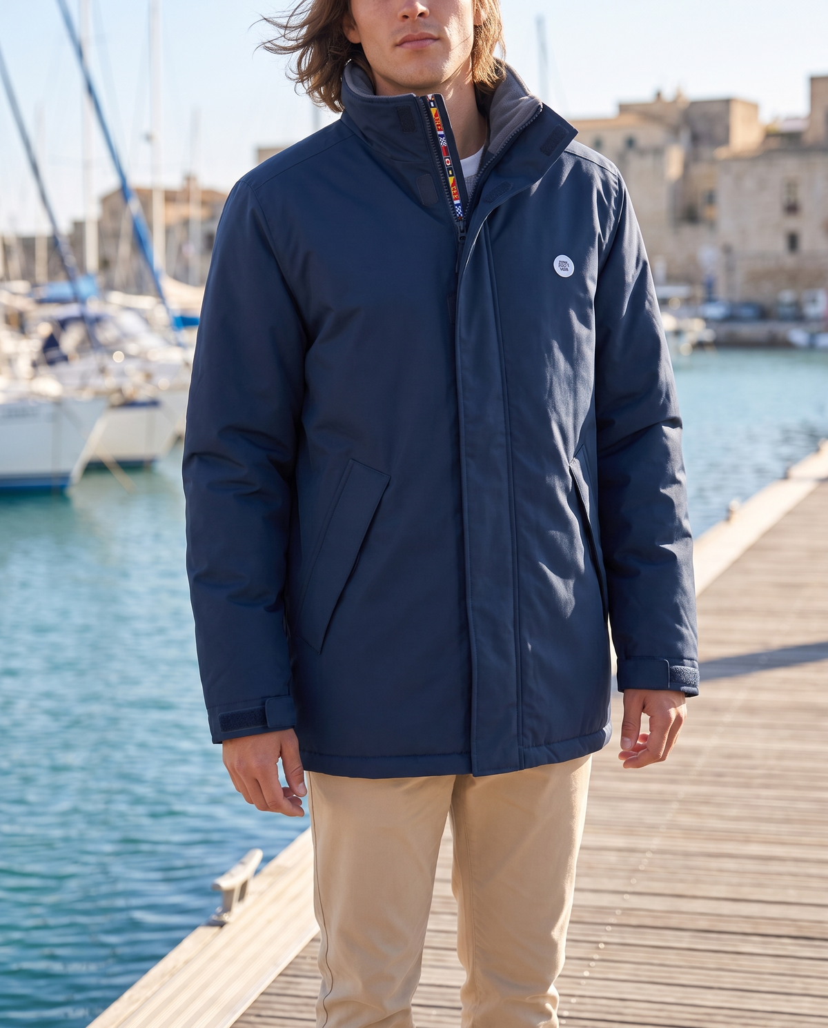 Oceania Quilted Parka, Navy, outdoors