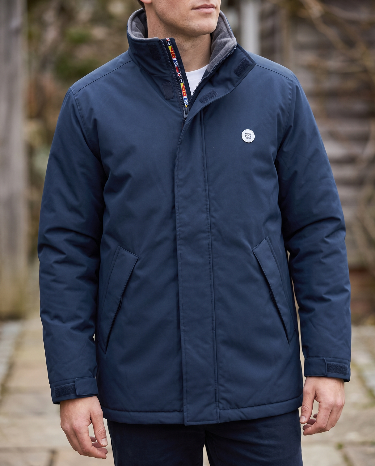 Oceania Quilted Parka, Navy, on model