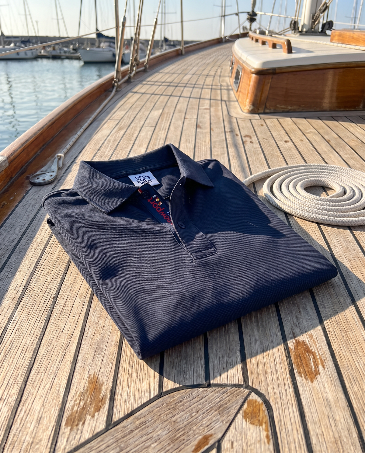 Cinew Piqué Polo, Navy, outdoors