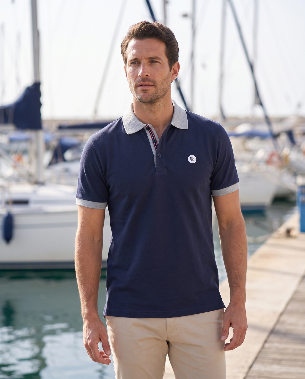 Redor Piqué Polo, Navy, on model