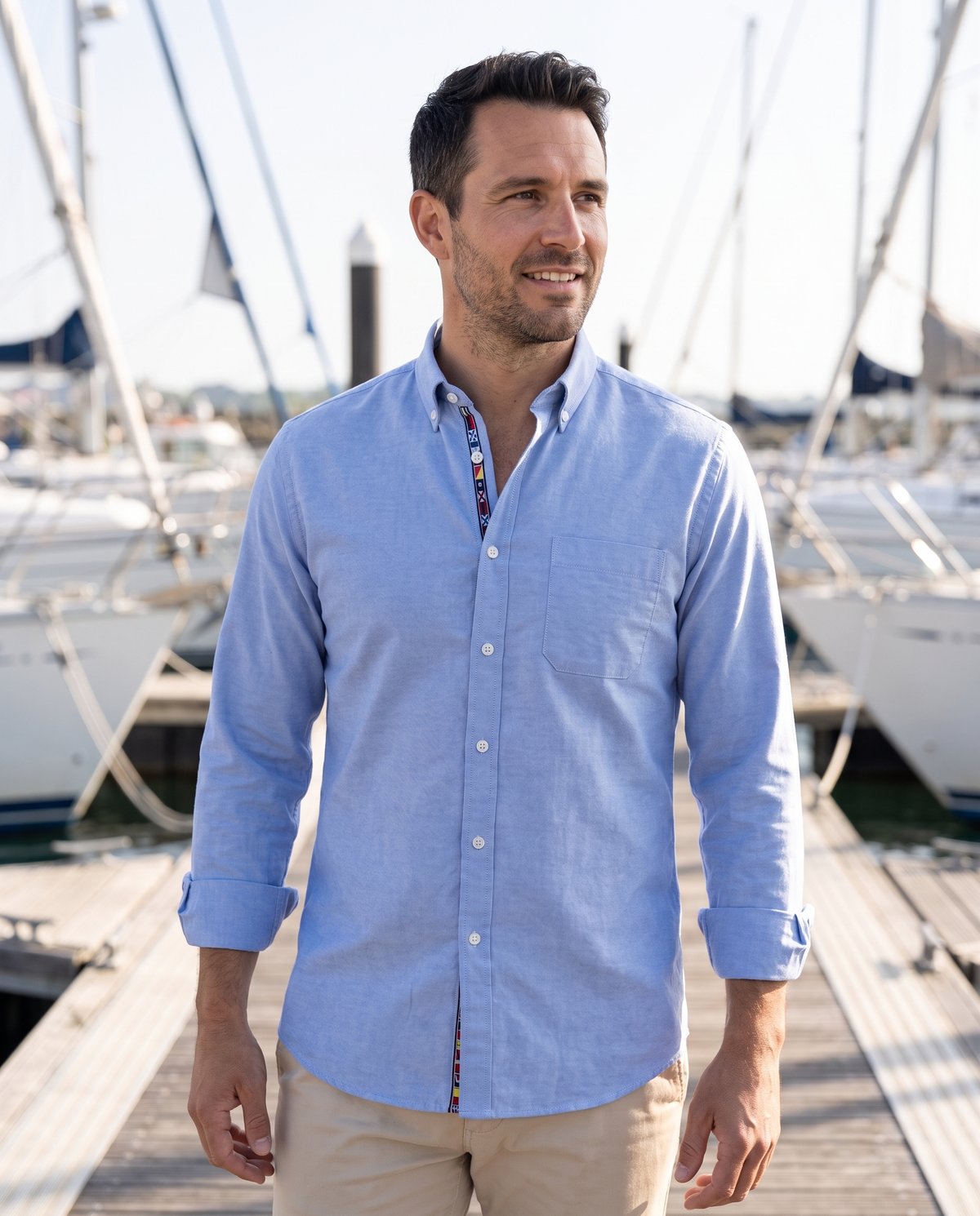 Bandin Oxford Shirt, Denim, on model