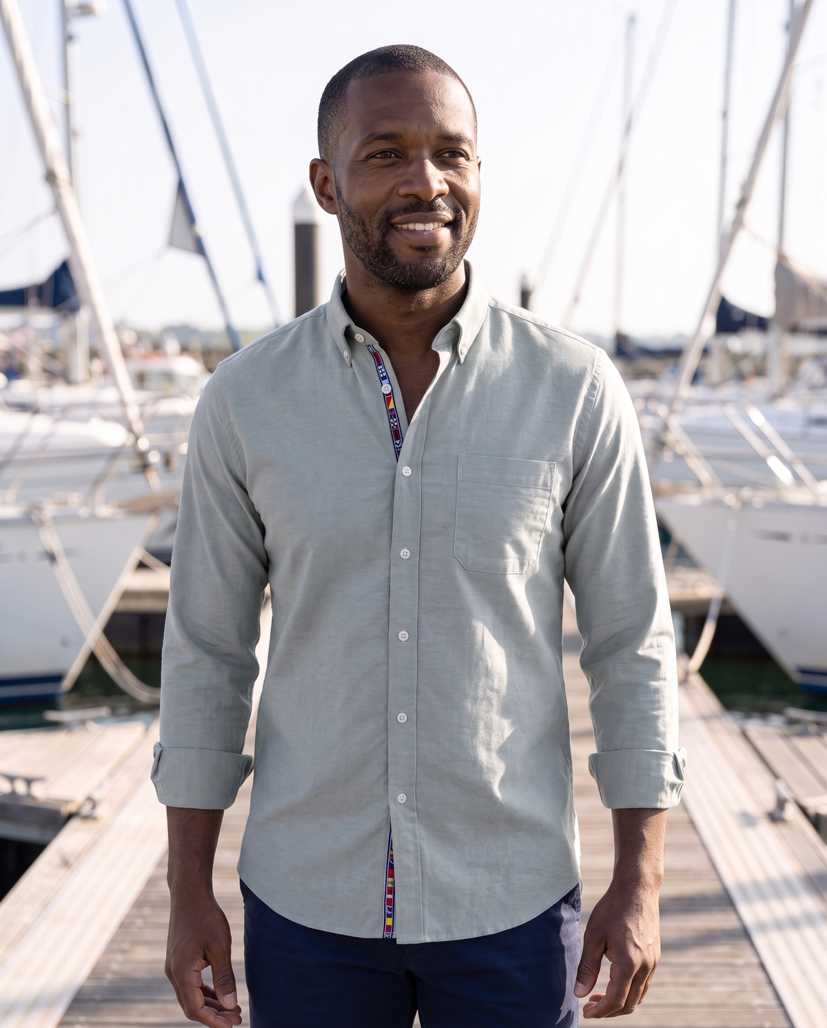 Bandin Oxford Shirt, Green, on model