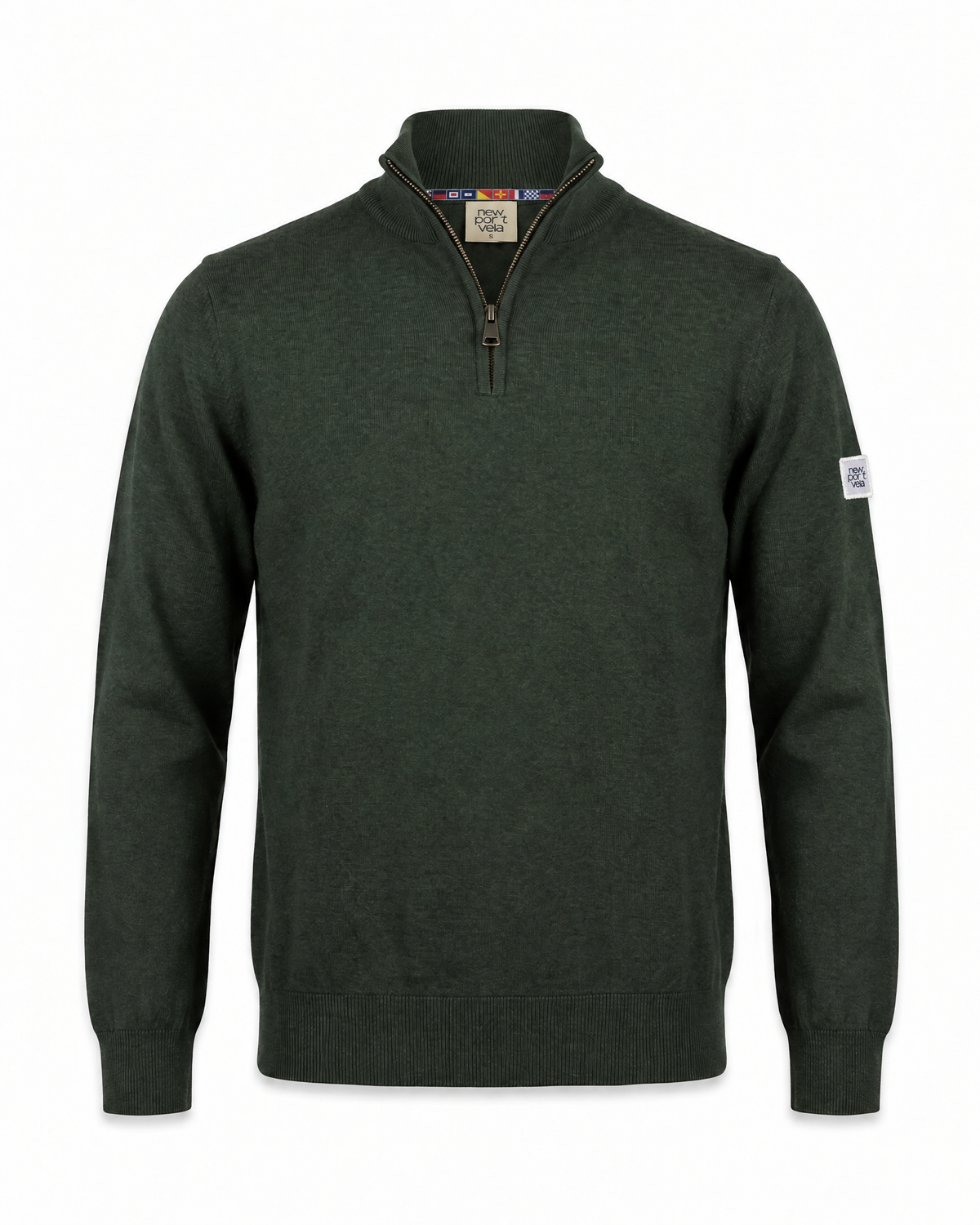 Camray Quarter-Zip Sweater, Bottle green, front