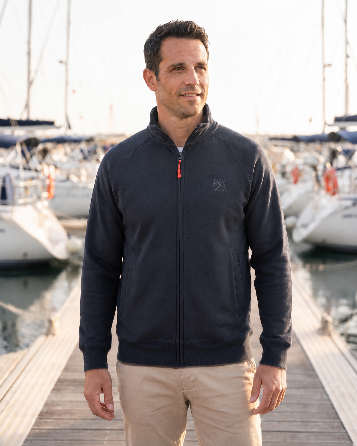 Fuzipes Full-Zip Sweatshirt, Navy, on model