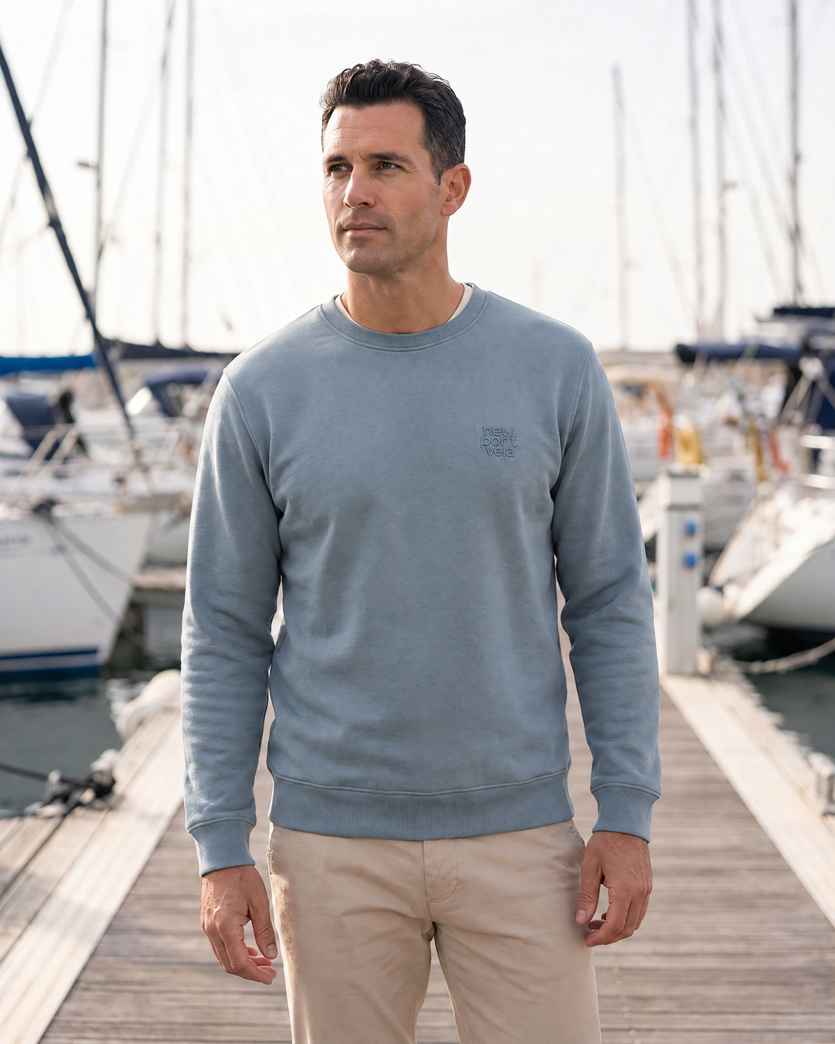 NewPort3D Crewneck Sweatshirt, Storm blue, on model