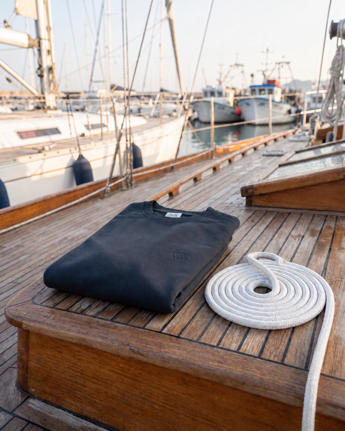 NewPort3D Crewneck Sweatshirt, Navy, outdoors