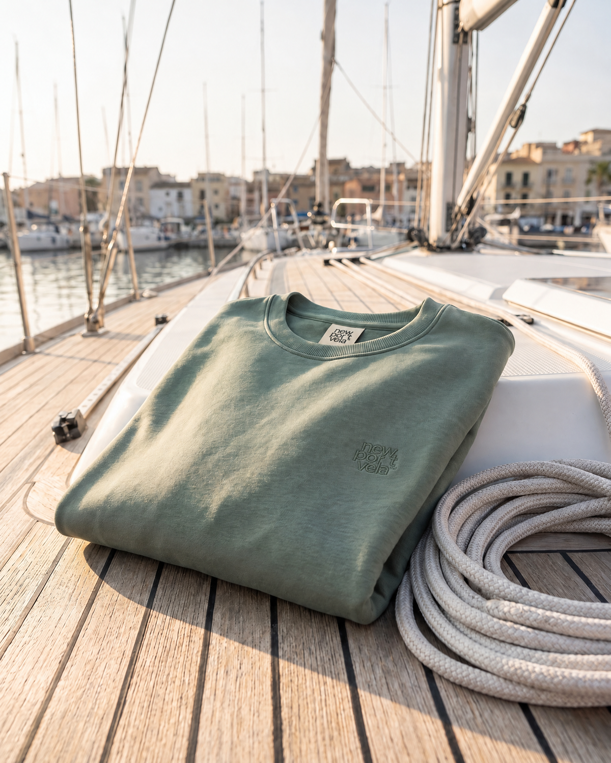 NewPort3D Crewneck Sweatshirt, Laurel green, outdoors