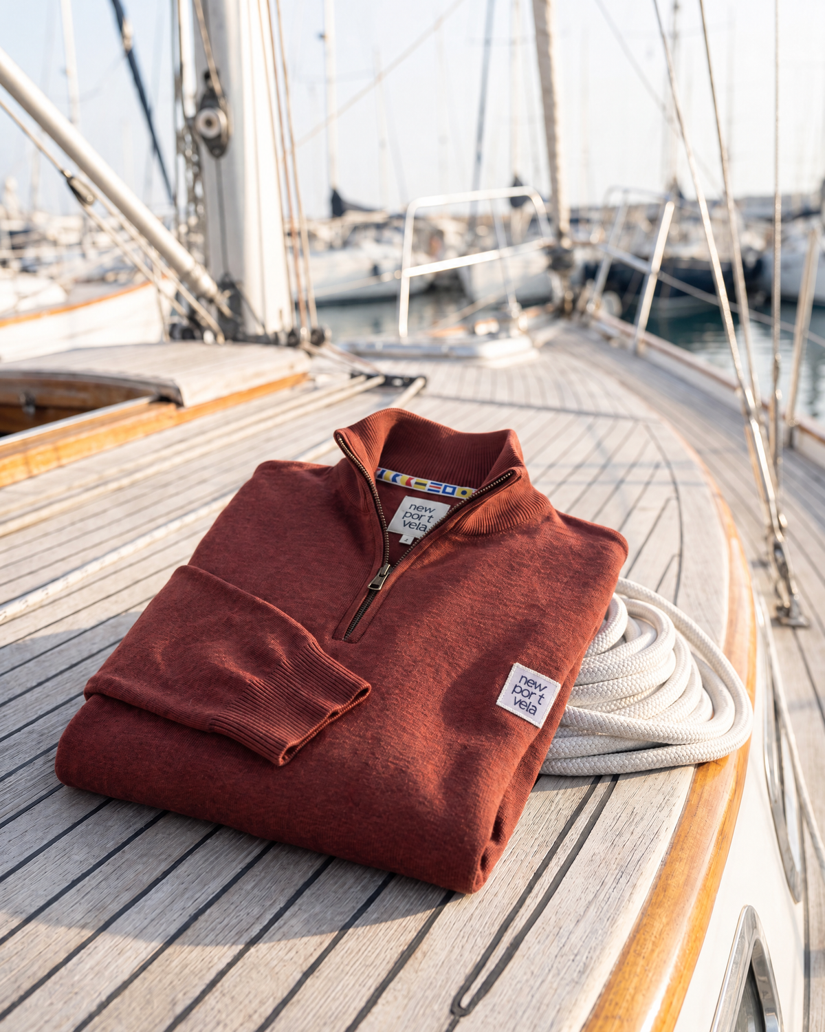 Camray Quarter-Zip Sweater, Burgundy, outdoors