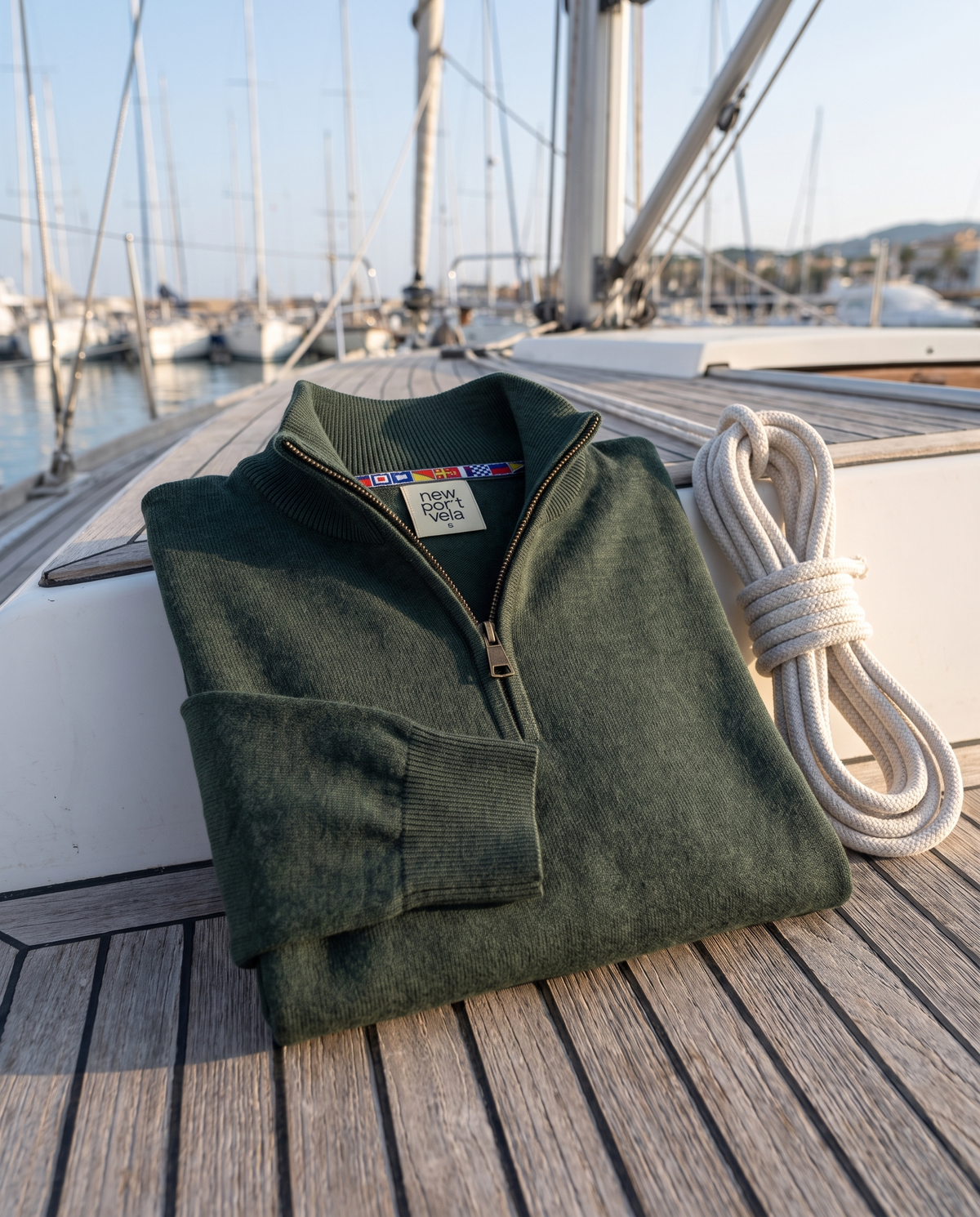 Camray Quarter-Zip Sweater, Bottle green, outdoors