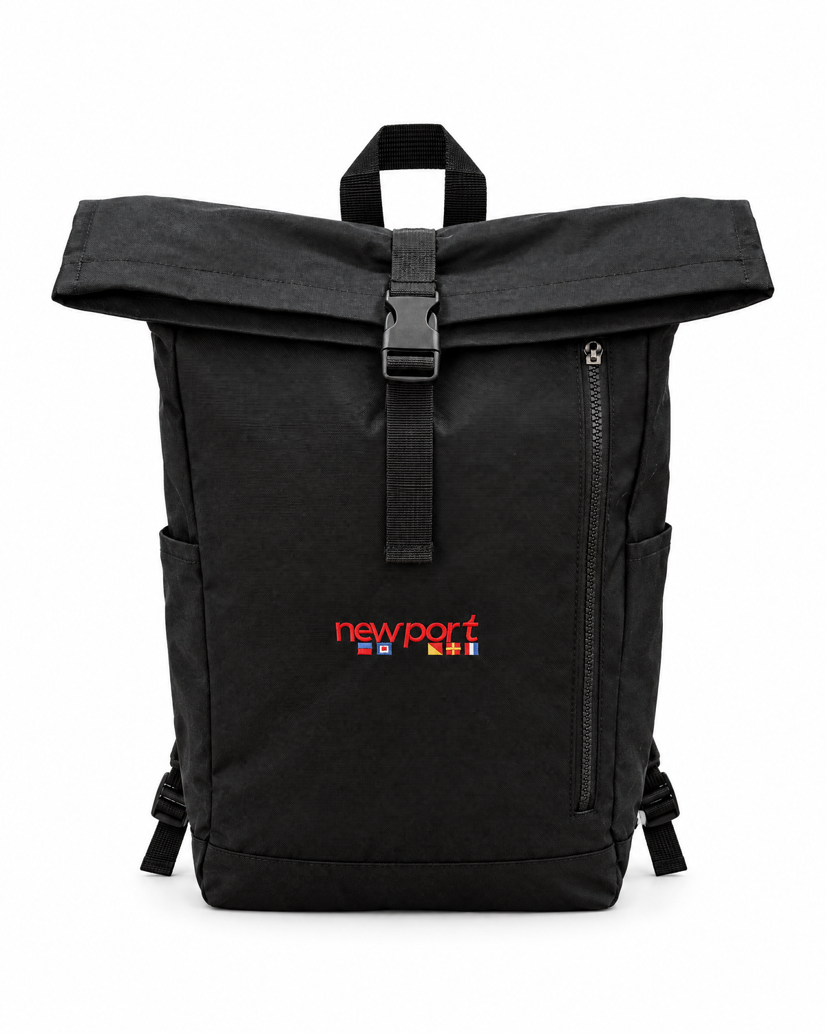 Mironte Roll-Top Backpack, Black, front