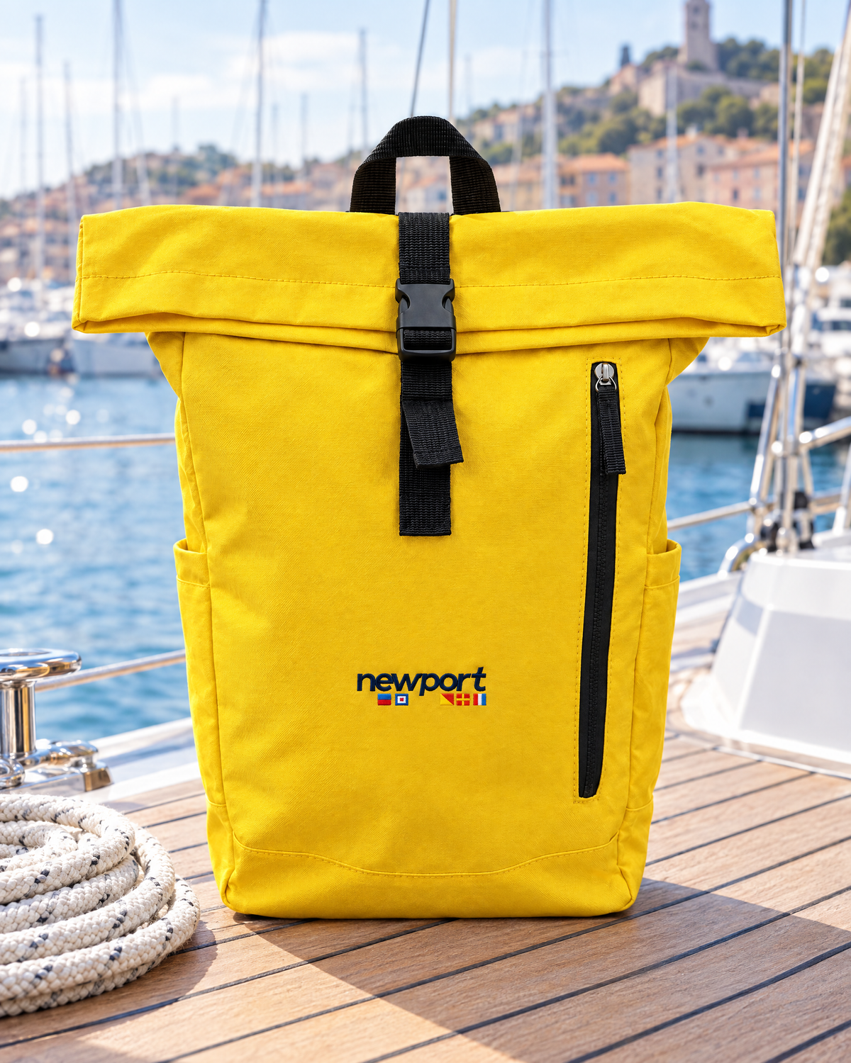 Mironte Roll-Top Backpack, Yellow, outdoors