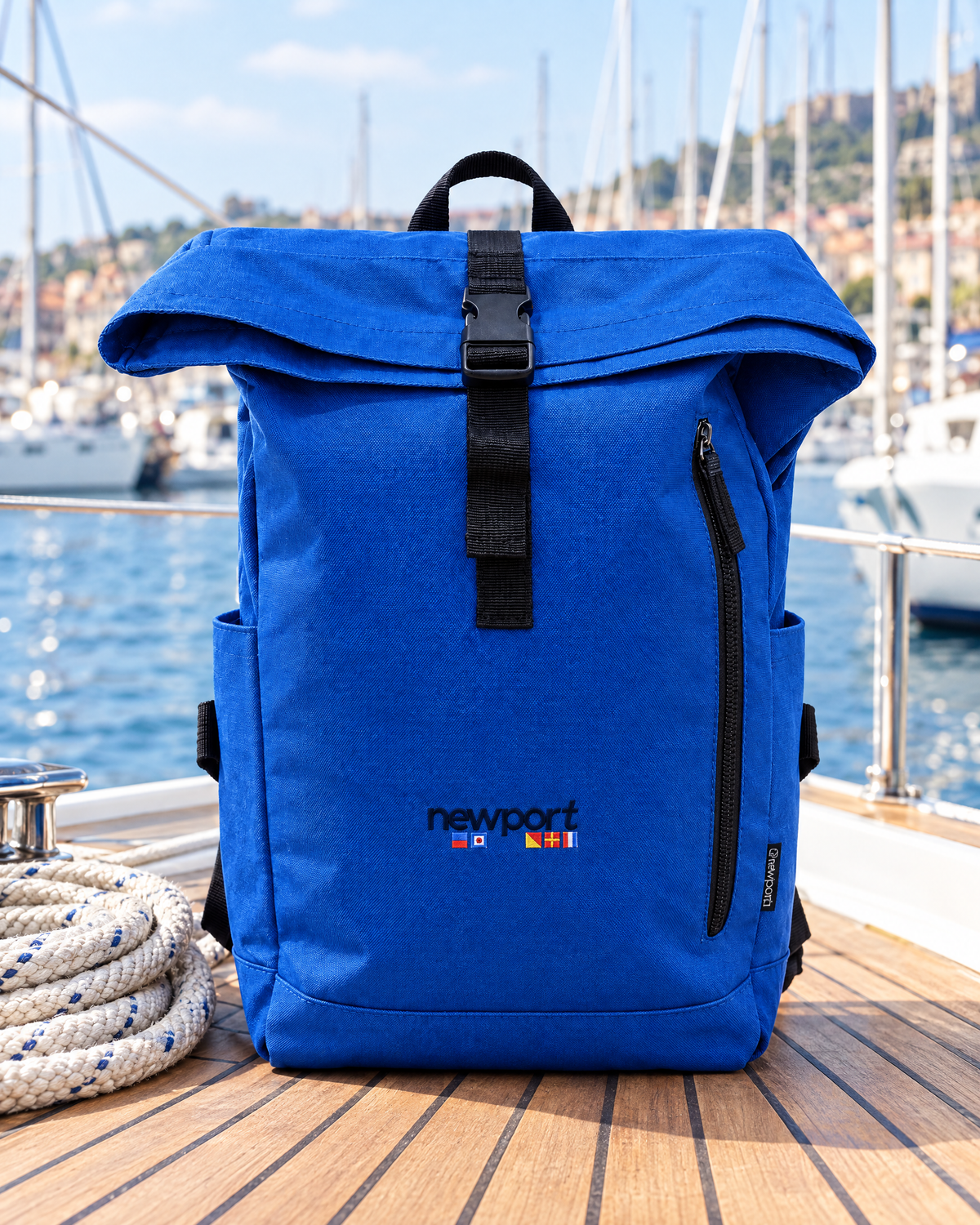 Mironte Roll-Top Backpack, Royal blue, outdoors