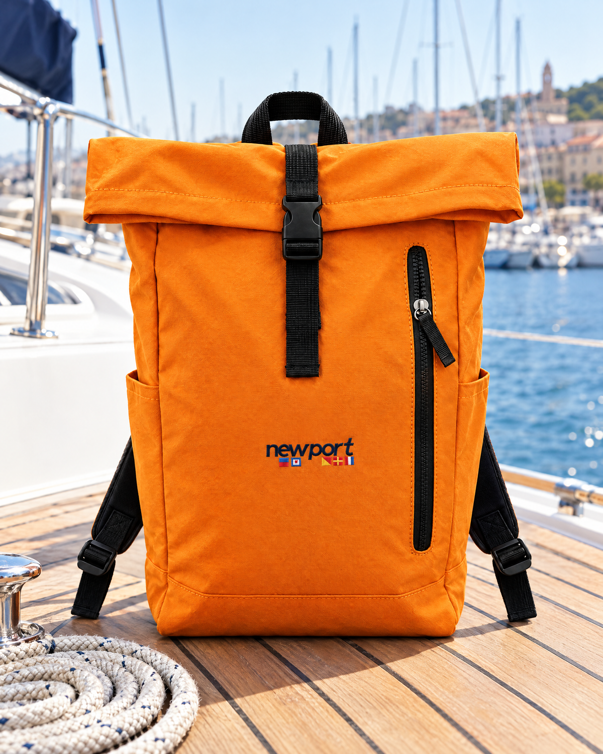Mironte Roll-Top Backpack, Orange, outdoors