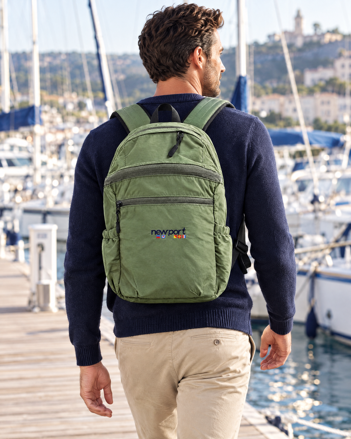 Royer Ripstop Backpack, Green, on model