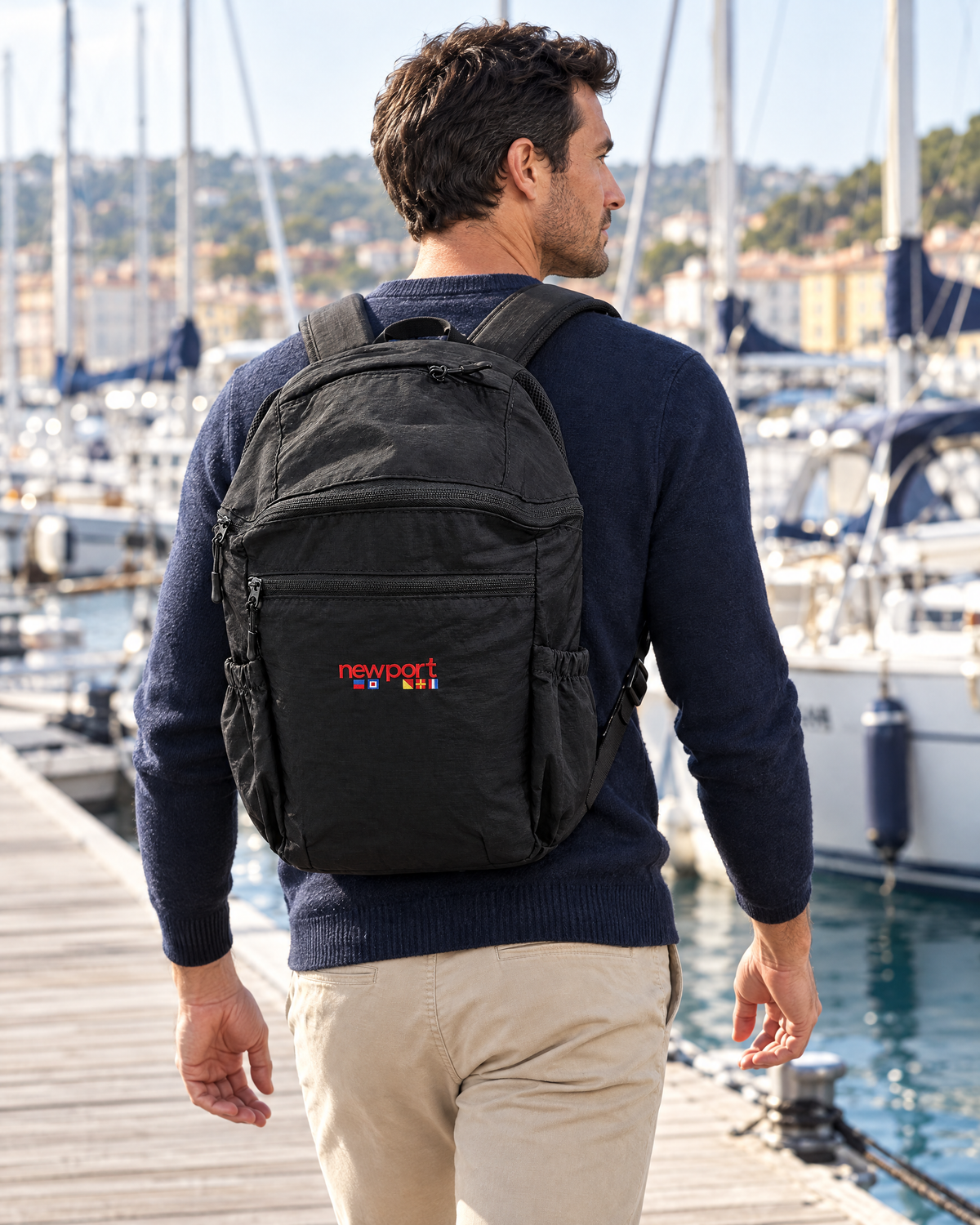Royer Ripstop Backpack, Black, on model