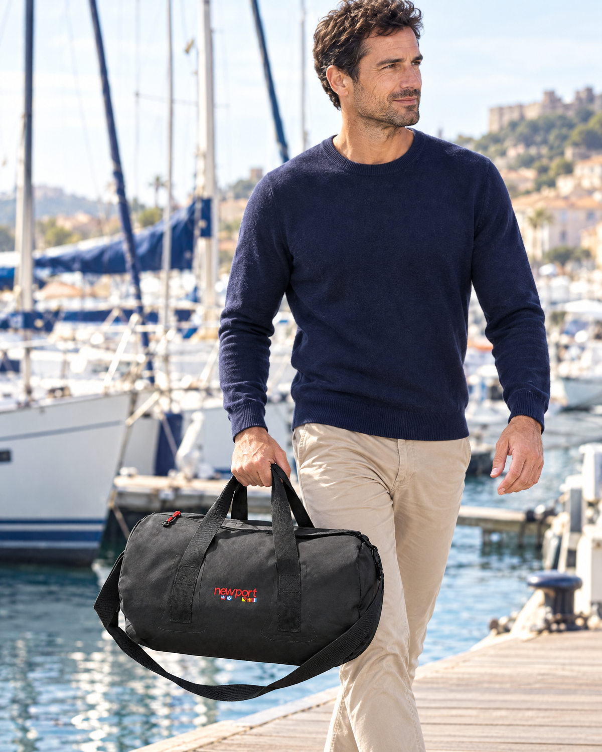 Proof Waterproof Duffel Bag, Black, on model