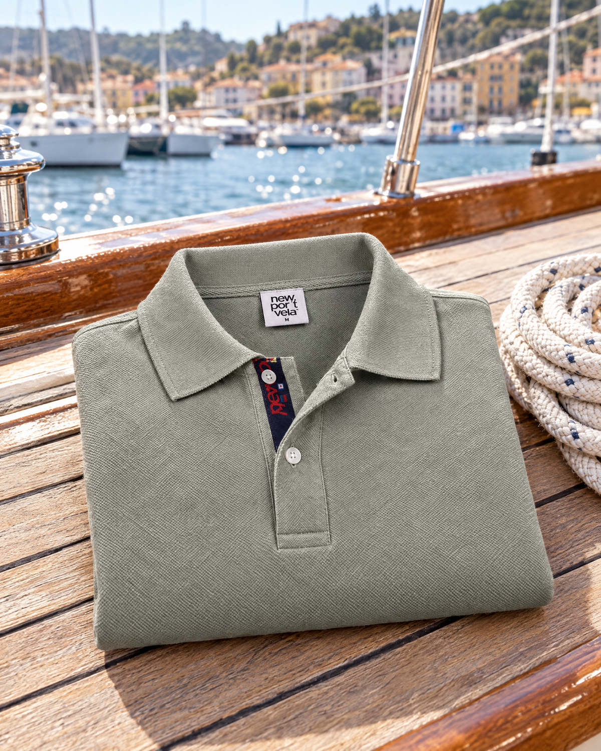 Cinew Piqué Polo, Laurel green, outdoors