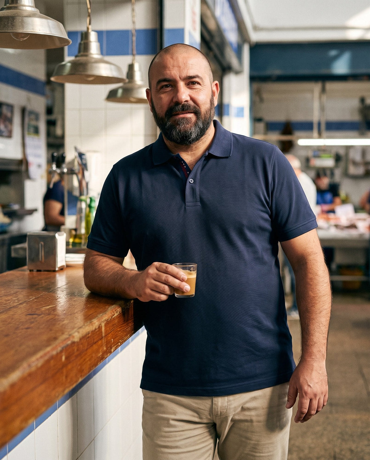 Cinew Piqué Polo, Navy, on model