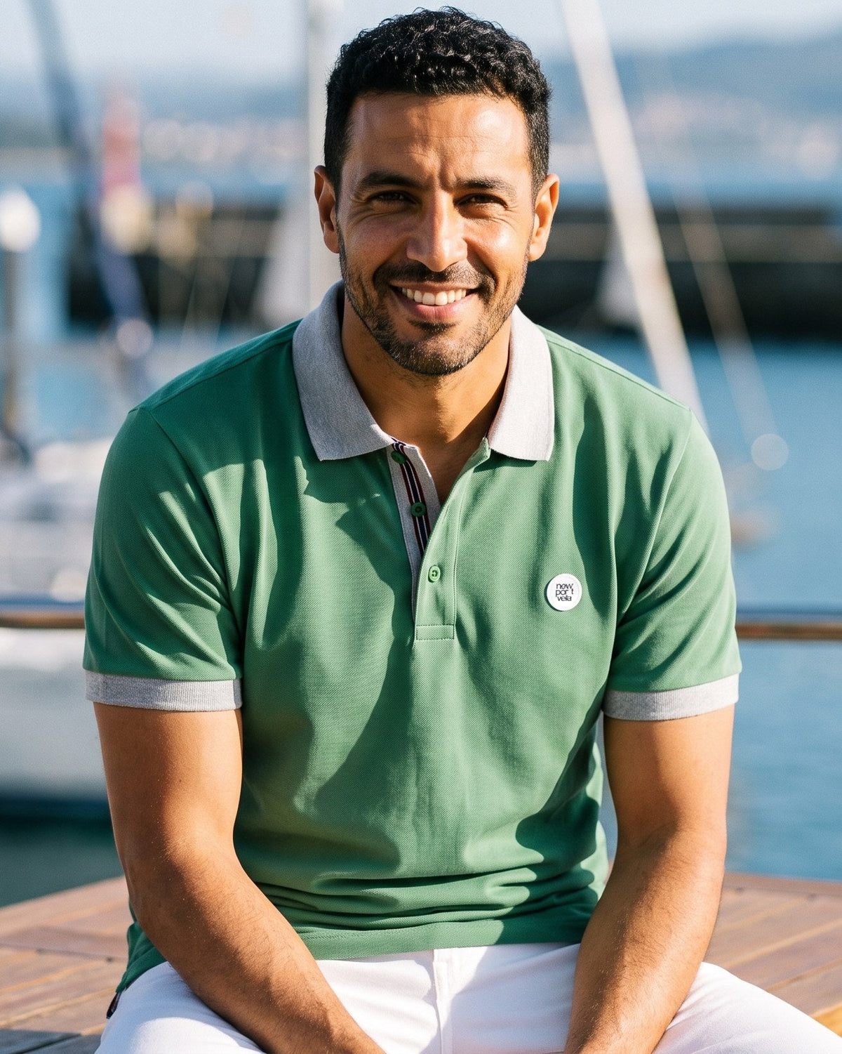Redor Piqué Polo, Green, on model